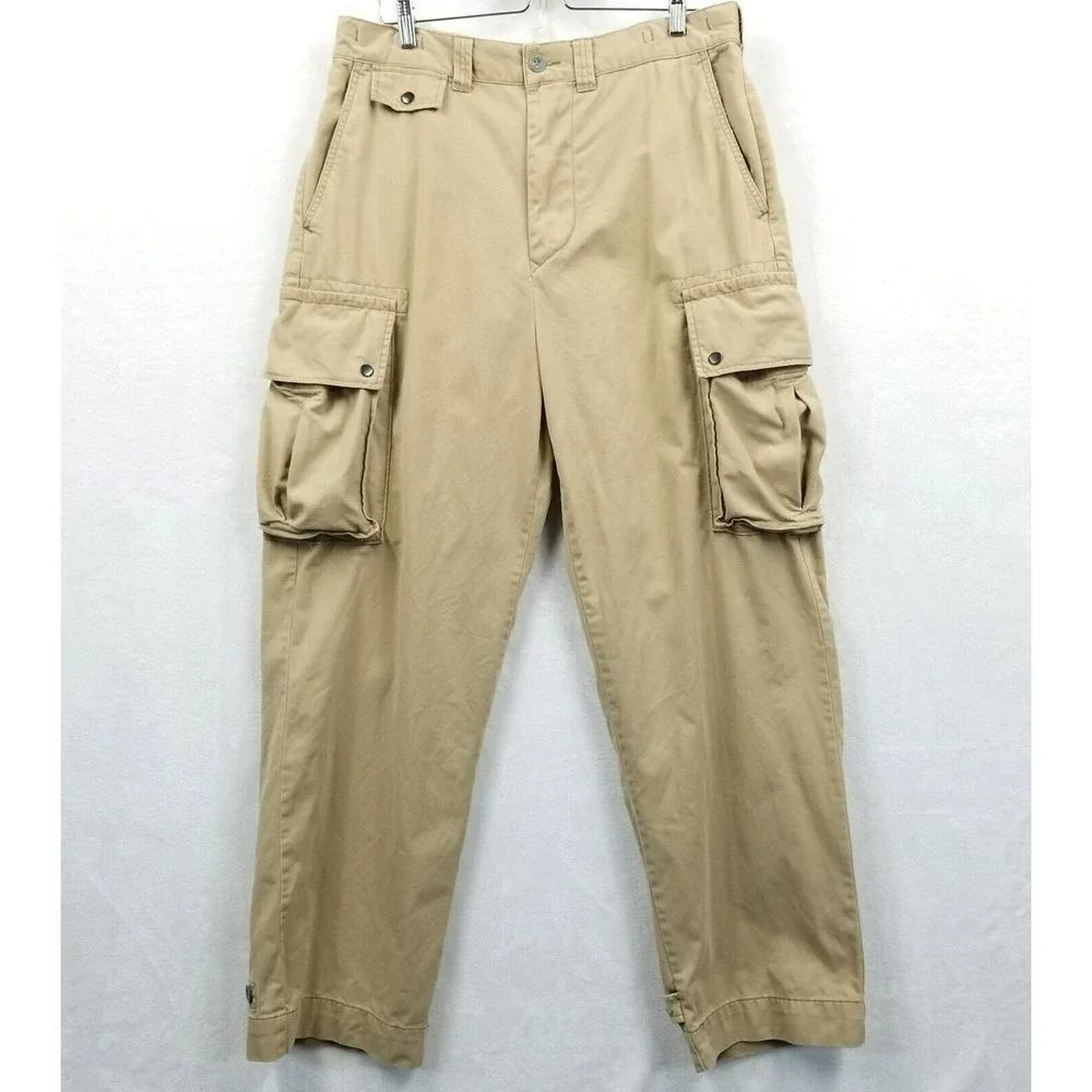 Vtg Polo Ralph Lauren‎ Cargo Pants Men 34x31 Beige Chino 67 Tapered Military Y2K